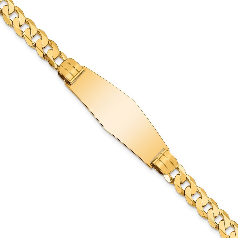 Kazi Luxury 14K Curb Link Soft Diamond Shape ID Bracelet